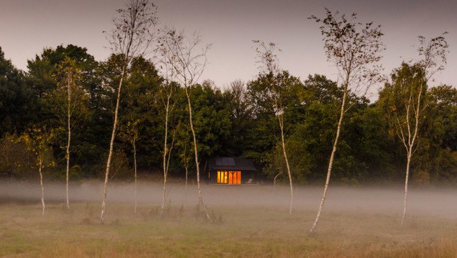 composting toilet, Out of the Valley cabin, Shou Sugi Ban, charred timber, corrugated roof, National Trust woodland, River Teign, handcrafted furniture, solar panels, solar powered cabin, off grid cabin, Rupert McKelvie