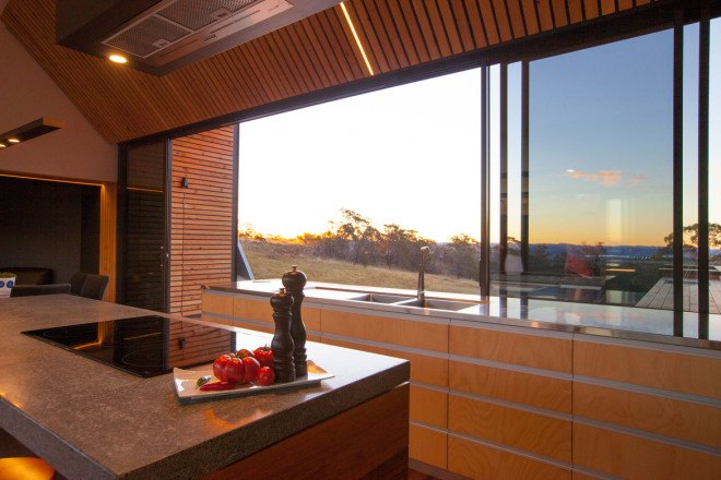 Valley House, Valley House by Philip M Dingemanse, Philip M Dingemanse, Tasmania, blackwood timber, Tasmanian timber, solar power, solar powered house, energy efficient architecture, double glazed windows, LEDs, heat pump technology, northern exposure, Launceston, natural ventilation, natural lighting