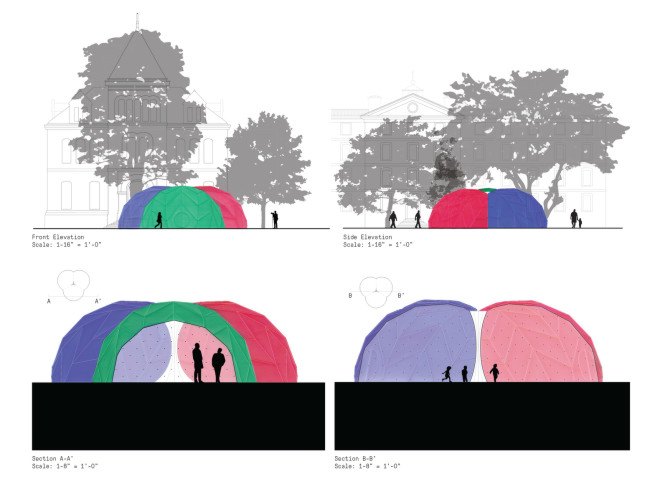 Pneuhaus, temporary installation, art installation, pneumatic architecture, pneumatic bubble, inflatable pods, inflatable architecture, RGBubble, Brown University, Rhode Island, Better World by Design, Core77 Design Awards