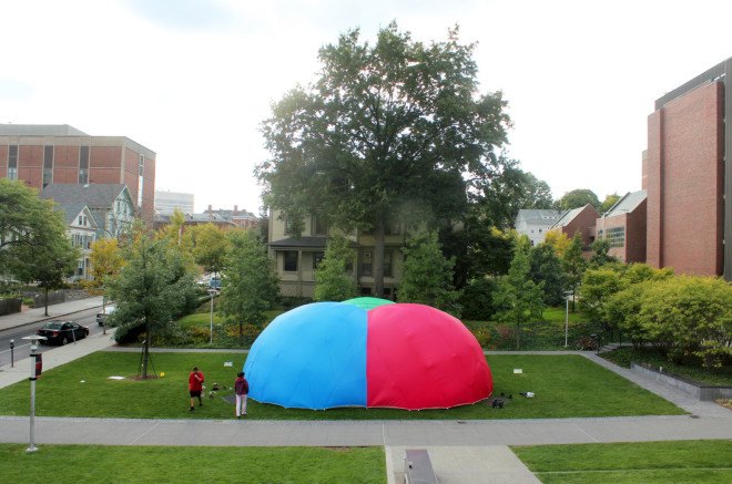 Pneuhaus, temporary installation, art installation, pneumatic architecture, pneumatic bubble, inflatable pods, inflatable architecture, RGBubble, Brown University, Rhode Island, Better World by Design, Core77 Design Awards