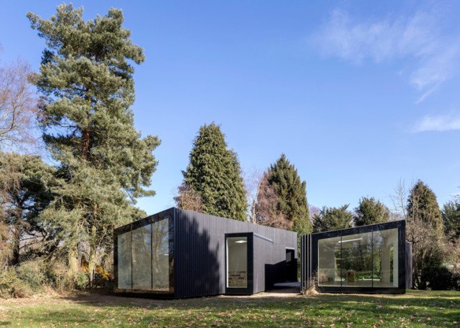 Soup Architects, utilitarian sheds, Garden Studios, garden shed, black and white style, utilitarian cabins,