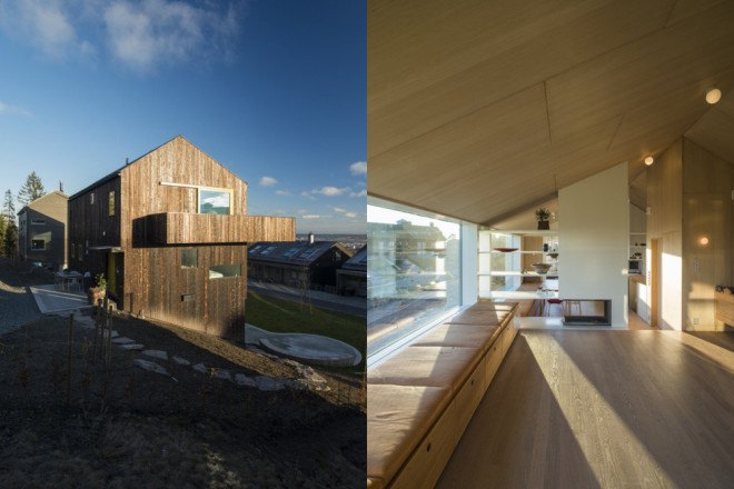 green design, eco design, sustainable design, timber clad home, Schjelderup Trondahl Arkitekter, House Linnebo, Oslo, pitched roof