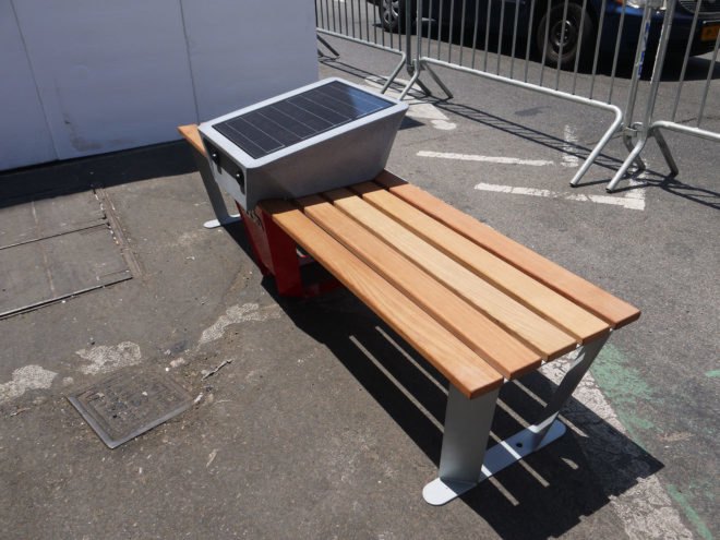 soofa, soofa nyc, solar-powered charging bench, green design, green technology, solar technology, alternative energy, solar bench nyc, Ideas City Festival 2015, solar-charging pop-ups, solar energy, renewable energy, green energy, clean energy, free solar charger nyc, free solar power, community solar charging station