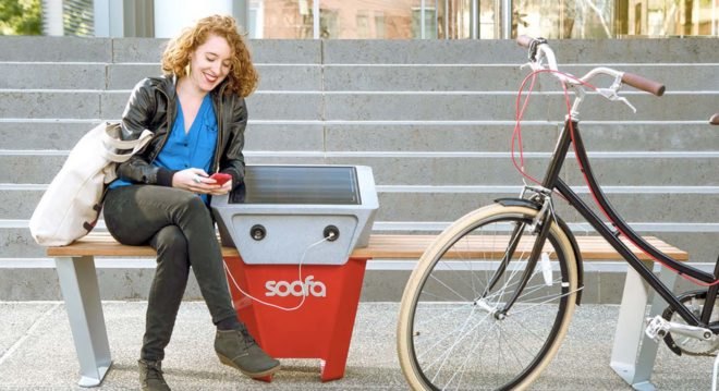 soofa, soofa nyc, solar-powered charging bench, green design, green technology, solar technology, alternative energy, solar bench nyc, Ideas City Festival 2015, solar-charging pop-ups, solar energy, renewable energy, green energy, clean energy, free solar charger nyc, free solar power, community solar charging station