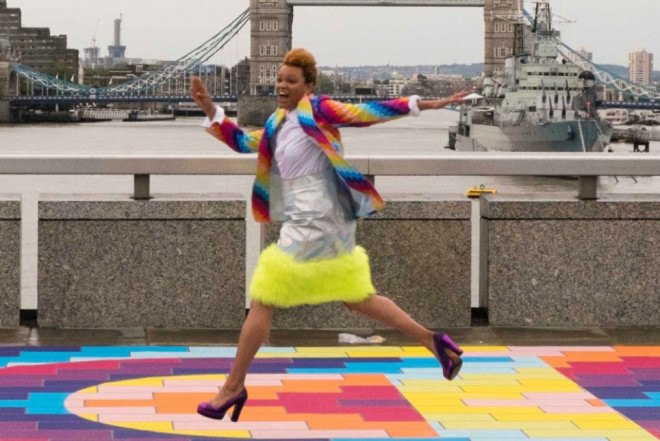Spark Your City, one-day event, colorful urban carpet, London Bridge, pop-up installation, public design, gloomy monday, love mondays