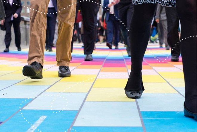 Spark Your City, one-day event, colorful urban carpet, London Bridge, pop-up installation, public design, gloomy monday, love mondays