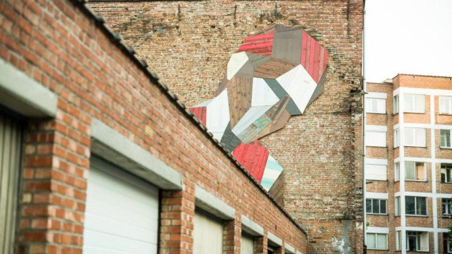 Stefaan De Croock, reclaimed wood, reclaimed materials, salvaged materials, reused materials, wooden art, art installation, murals, Belgian artist, green design, green art