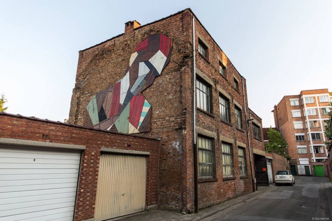 Stefaan De Croock, reclaimed wood, reclaimed materials, salvaged materials, reused materials, wooden art, art installation, murals, Belgian artist, green design, green art