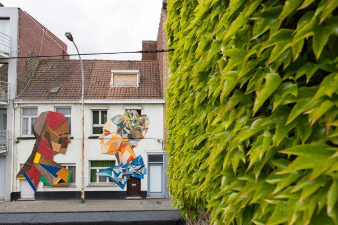 Stefaan De Croock, reclaimed wood, reclaimed materials, salvaged materials, reused materials, wooden art, art installation, murals, Belgian artist, green design, green art