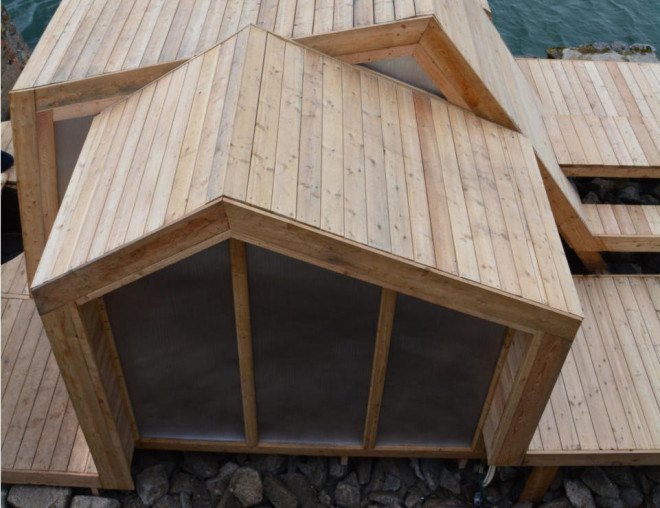 The Bands, Oslo School of Architecture and Design, student project, the bands student project, Kleivan, Lofotan, design/build, Scarcity ad Creativity Studio, Art and Culture Production Centre, sauna, traditional Norwegian architecture, larch,