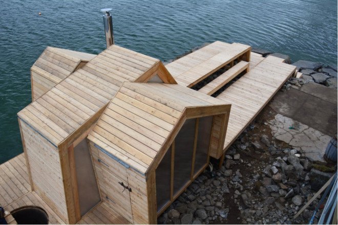 The Bands, Oslo School of Architecture and Design, student project, the bands student project, Kleivan, Lofotan, design/build, Scarcity ad Creativity Studio, Art and Culture Production Centre, sauna, traditional Norwegian architecture, larch,