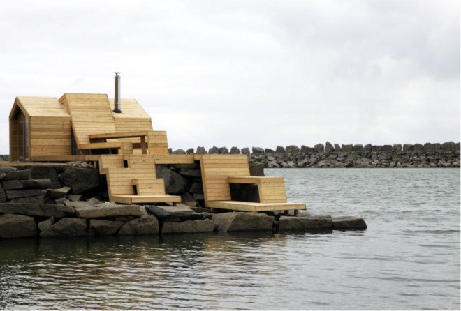 The Bands, Oslo School of Architecture and Design, student project, the bands student project, Kleivan, Lofotan, design/build, Scarcity ad Creativity Studio, Art and Culture Production Centre, sauna, traditional Norwegian architecture, larch,
