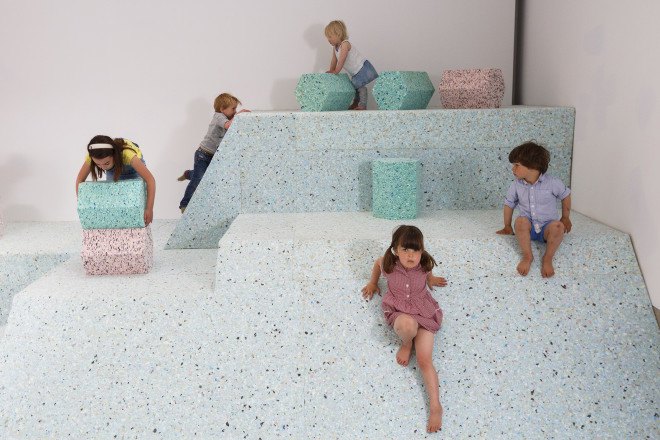 RIBA, Butalist Playground, Brutalist architecture, Simon Terrill, Assemble, playground, design for kids, exhibition space, art installation, temporary installation, Festival of Architecture, London