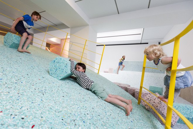 RIBA, Butalist Playground, Brutalist architecture, Simon Terrill, Assemble, playground, design for kids, exhibition space, art installation, temporary installation, Festival of Architecture, London
