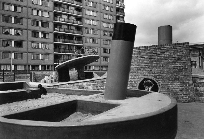 RIBA, Butalist Playground, Brutalist architecture, Simon Terrill, Assemble, playground, design for kids, exhibition space, art installation, temporary installation, Festival of Architecture, London