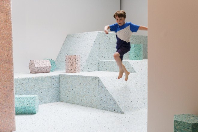 RIBA, Butalist Playground, Brutalist architecture, Simon Terrill, Assemble, playground, design for kids, exhibition space, art installation, temporary installation, Festival of Architecture, London