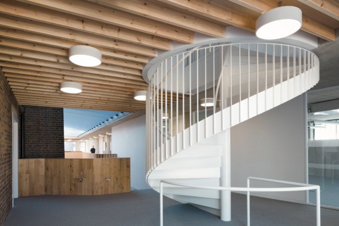 central atrium, natural light, RIBA, Architecture 00, The Foundry, The Foundry by Architecture 00, BREEAM, BREEAM Excellent, RIBA London Regional Award, Vauxhall, factory building, energy efficiency, social justice center, sustainable building, 2015 RIBA London Building of the Year, adaptive reuse, repurposed building