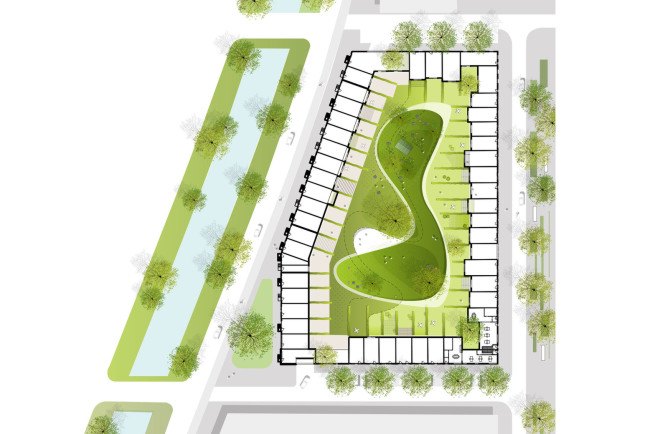 DELVA Landscape Architects, brick architecture, shared garden, green spaces, public garden, storm water collection, public spaces, city park, green architecture, Dutch architecture