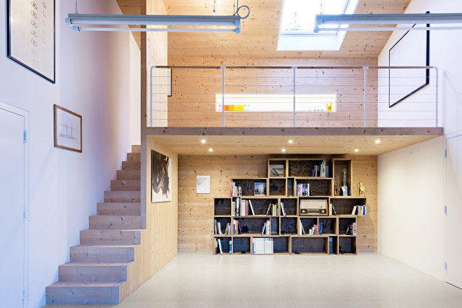 Messner Architects, green renovation, alpine architecture, wooden architecture, natural light, daylighting, storage space, alpine workshop, green design