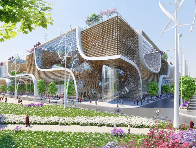 Vincent Callebaut, passive design, bioclimatic design, biomimicry, China, wooden orchids, green design, sustainable design, eco-design, renewable energy, recycling, rainwater harvesting, geothermal heating and cooling, responsible shopping, eco-shopping, organic foods, conscious consumerism, design competition, ount Lu Estate of World Architecture Competition