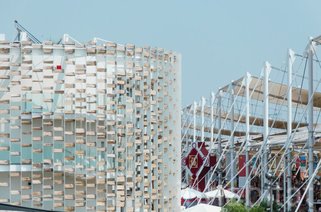 Uruguay, Uruguay Pavilion, 2015 Milan Expo, expo pavilion, exterior shading, bioclimatic facade, eco facadeX log facade, wood facade, temporary, temporary pavilion, Wood, wooden architecture, Milan, brise soleil
