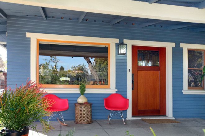 los angeles bungalow, sarah barnard, sarah barnard design, sustainable design home, flipping a bungalow home, flipping homes, 1918 bungalow home, environmentally friendly design, sun tubes, recycled beer bottle countertops, bowling alley desk