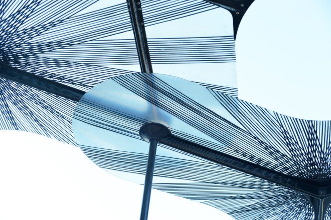 Amanda Levete, temporary pavilion, MPavilion, Melbourne, LED lights, green lighting, temporary structures, green architecture, llightweight materials, carbon fiber, composite materials