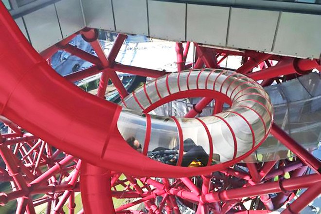 Bblur Architecture, ArcelorMittal Orbit, Anish Kapoor, Queen Elizabeth Olympic Park, recycled steel, world’s longest and tallest tunnel slide, tunnel slide, slide, London, ArcelorMittal Orbit slide