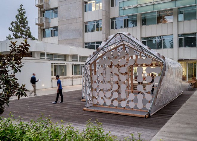 BI(h)OME, low-impact home, small housing, tiny homes, recyclable materials, LED lighting, ETFE, pop-up housing, solar power, solar panels, energy-efficient lighting, CityLAB, UCLA