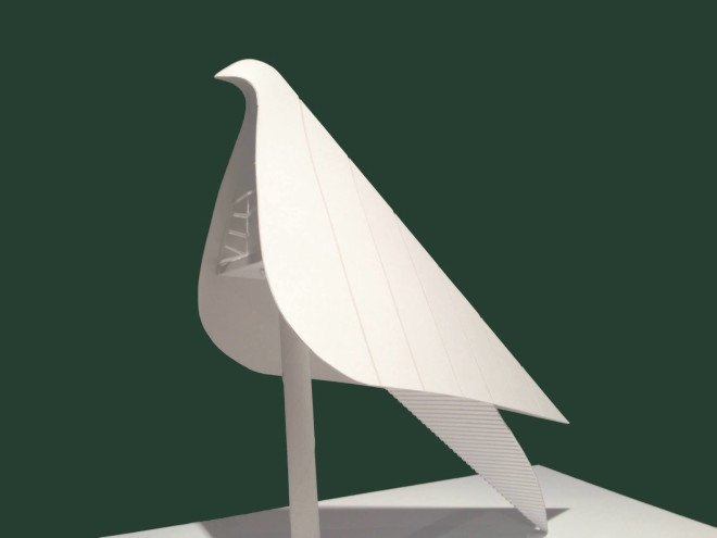 Noma Bar, momofuku center, Momofuku Ando Foundation, treehouse, Komoro, Mount Asana, Japan, bird shaped treehouse, leaf inspired art, art installation, birds eye view,