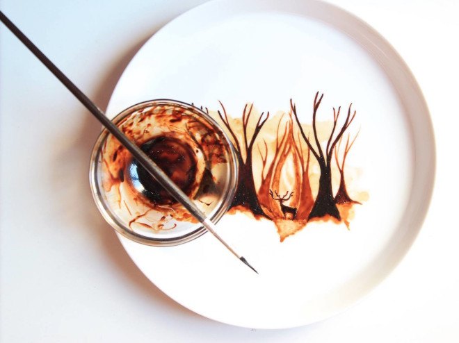 Ghidaq, Ghidaq al-Nizar, coffeetopia, coffee art, coffee grind art, coffee stains on leaves, leaf art, zerowastecoffee, coffee paints, coffee painting