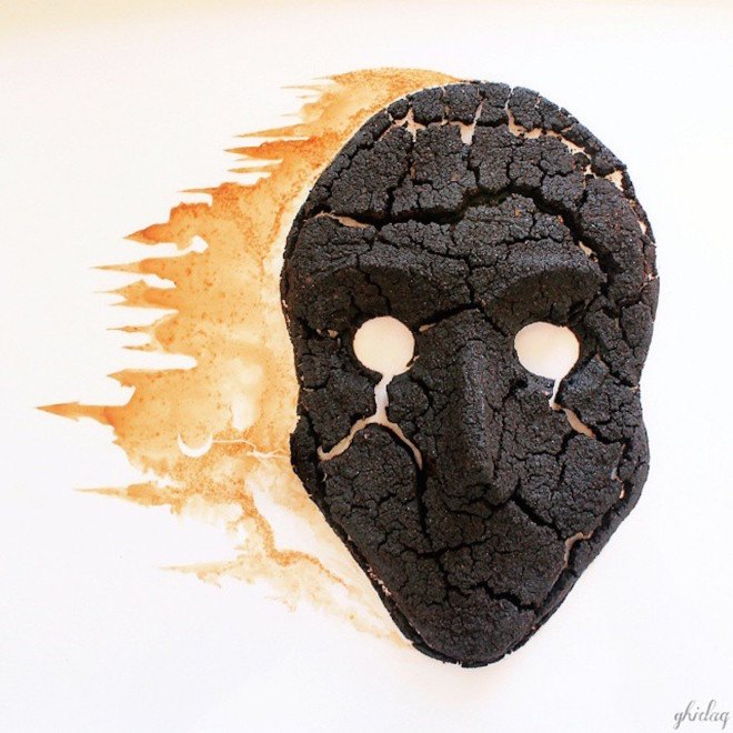 Ghidaq, Ghidaq al-Nizar, coffeetopia, coffee art, coffee grind art, coffee stains on leaves, leaf art, zerowastecoffee, coffee paints, coffee painting