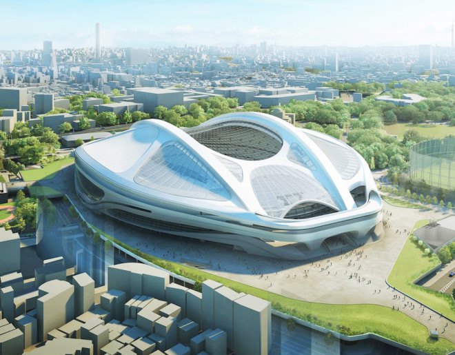 Shinzo Abe, Yoshihide Suga, Zaha Hadid, Tokyo National Stadium, 2020 Olympic Stadium, Tokyo Olympic Stadium, Hadid Tokyo stadium, Tokyo stadium controversy
