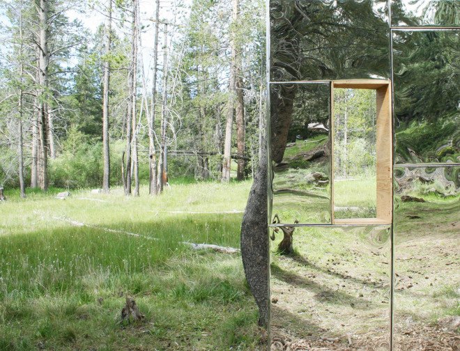 stpmj, Invisible Barn, architectural folly, mirror facade, facade design, green architecture, invisible architecture, invisible building, built-in furniture, wooden structure, bird-friendly facade, New York, art installation, green design