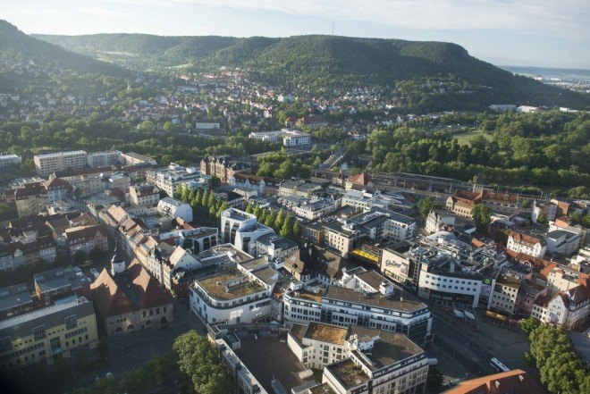 J Mayer Architects, Jena Germany, German sustainable architecture, mixed use development, residential architecture, European residential architecture, LED lighting in landscaping