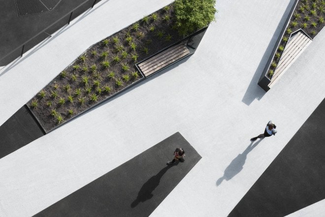 J Mayer Architects, Jena Germany, German sustainable architecture, mixed use development, residential architecture, European residential architecture, LED lighting in landscaping