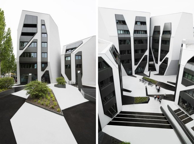 J Mayer Architects, Jena Germany, German sustainable architecture, mixed use development, residential architecture, European residential architecture, LED lighting in landscaping