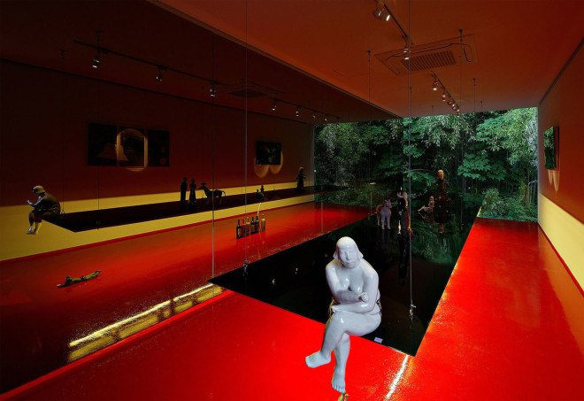 Yoon Space Design, green renovation, gallery space, extension, China, Chinese artist, plywood, natural materials, mirrors, green architecture
