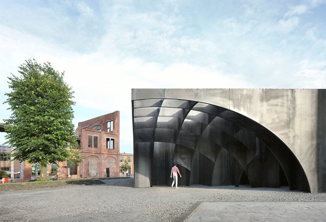 Gijs Van Vaerenbergh, Labyrint installation, steel walls, steel structure, art installation, Belgium, maze art, labyrinth art, green design