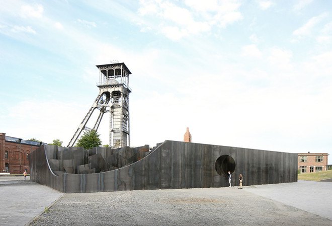 Gijs Van Vaerenbergh, Labyrint installation, steel walls, steel structure, art installation, Belgium, maze art, labyrinth art, green design
