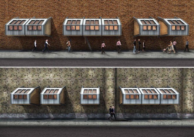 FAKRO, Homes for the Homeless, James Furzer, London Homeless Population, Parasitic Architecture, Parasitic Pods, Detachable pods, Parasitic pods, London Homeless Shelters, modular pods, modular design, rough sleepers, homes for rough sleepers