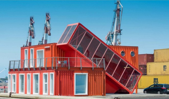 Tel Aviv, Potash Architects, modern office, office spaces, shipping containers, reused materials, prefab offices, prefab architecture, green architecture sustainable building, modular building