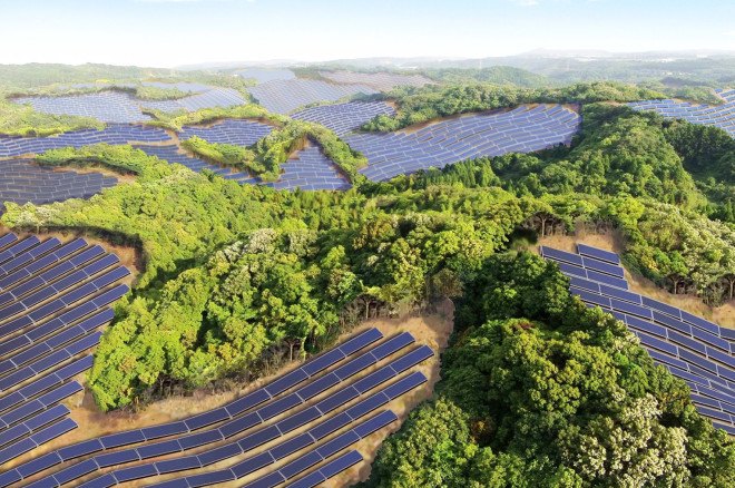 Kyocera, Japan, solar, solar energy, renewable energy, solar power, Kyoto's largest solar power plant, renewable energy, abandoned golf courses, abandoned golf courses for solar, Kagoshima Prefecture, Century Tokyo Leasing Corporation, repurposed land,