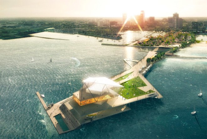Rogers Partners, Ken Smith, ASD, landscape architecture, St petersburg Pier, Florida, waterfront development, waterfront, green transportation, bike lanes, observation deck