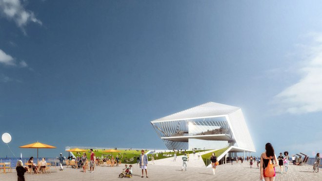Rogers Partners, Ken Smith, ASD, landscape architecture, St petersburg Pier, Florida, waterfront development, waterfront, green transportation, bike lanes, observation deck