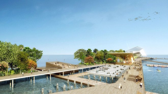 Rogers Partners, Ken Smith, ASD, landscape architecture, St petersburg Pier, Florida, waterfront development, waterfront, green transportation, bike lanes, observation deck