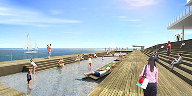 Rogers Partners, Ken Smith, ASD, landscape architecture, St petersburg Pier, Florida, waterfront development, waterfront, green transportation, bike lanes, observation deck