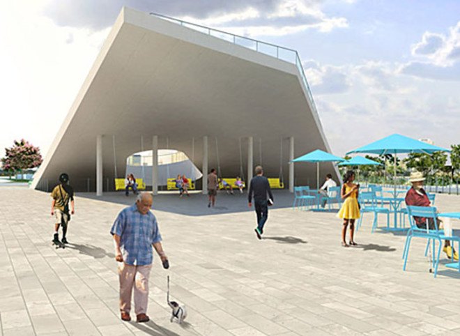 Rogers Partners, Ken Smith, ASD, landscape architecture, St petersburg Pier, Florida, waterfront development, waterfront, green transportation, bike lanes, observation deck