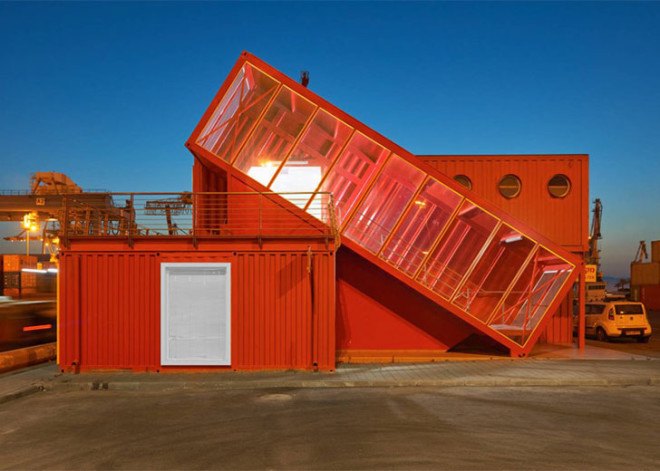 Tel Aviv, Potash Architects, modern office, office spaces, shipping containers, reused materials, prefab offices, prefab architecture, green architecture sustainable building, modular building