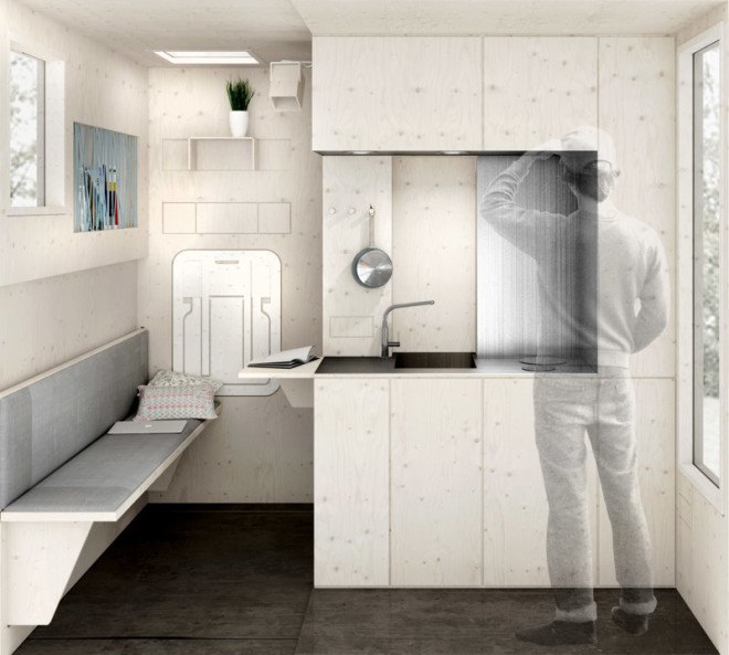 Tomasz Zablotny, Paweł Maszota, Gdańsk Shipyard, Small House on Tracks, Poland, solar powered homes, tiny homes, tiny house community, tiny home community, mobile house, transformable house